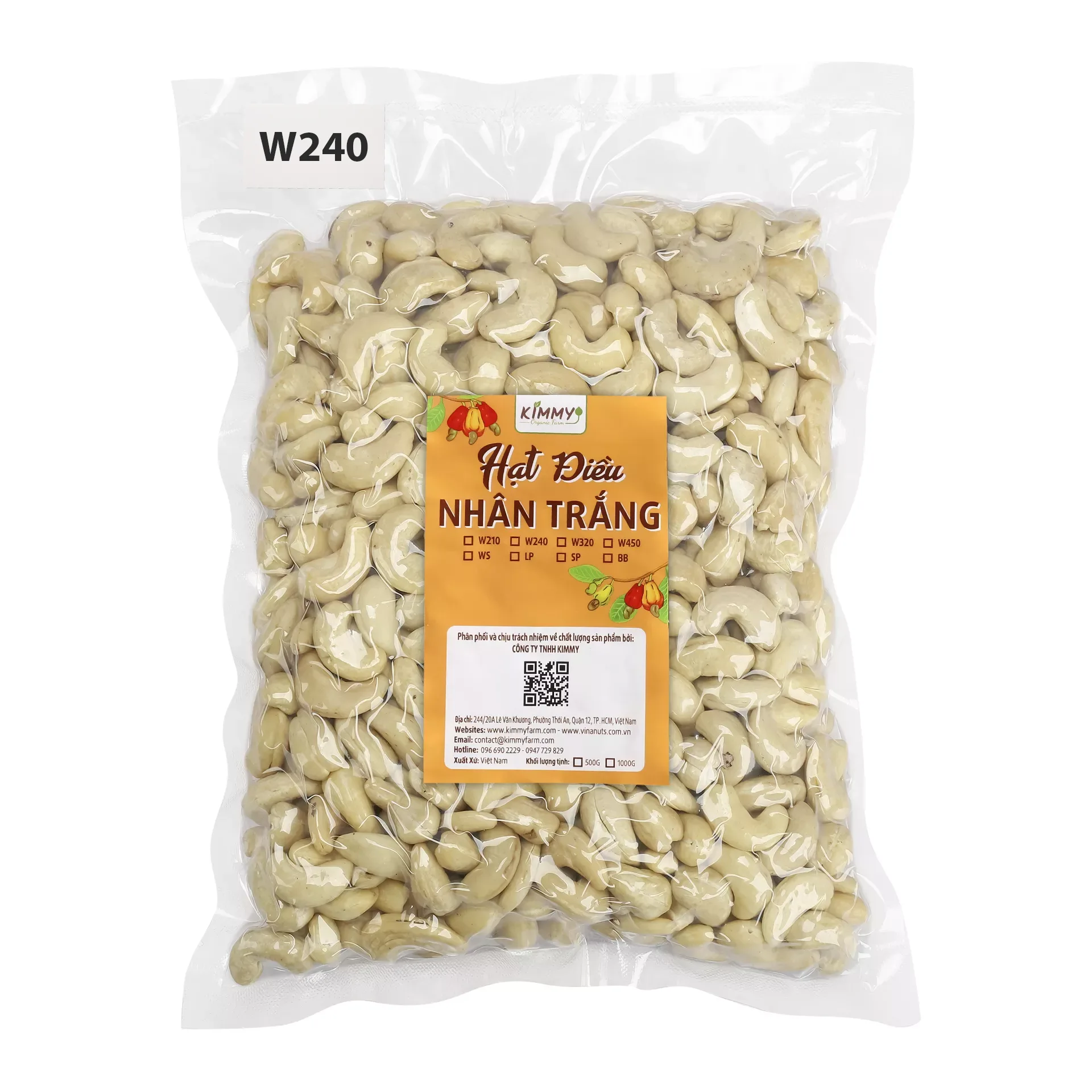 White Whole Cashew Nuts W240 (WW240 - AFI First Quality) - Kimmy Farm Vietnam