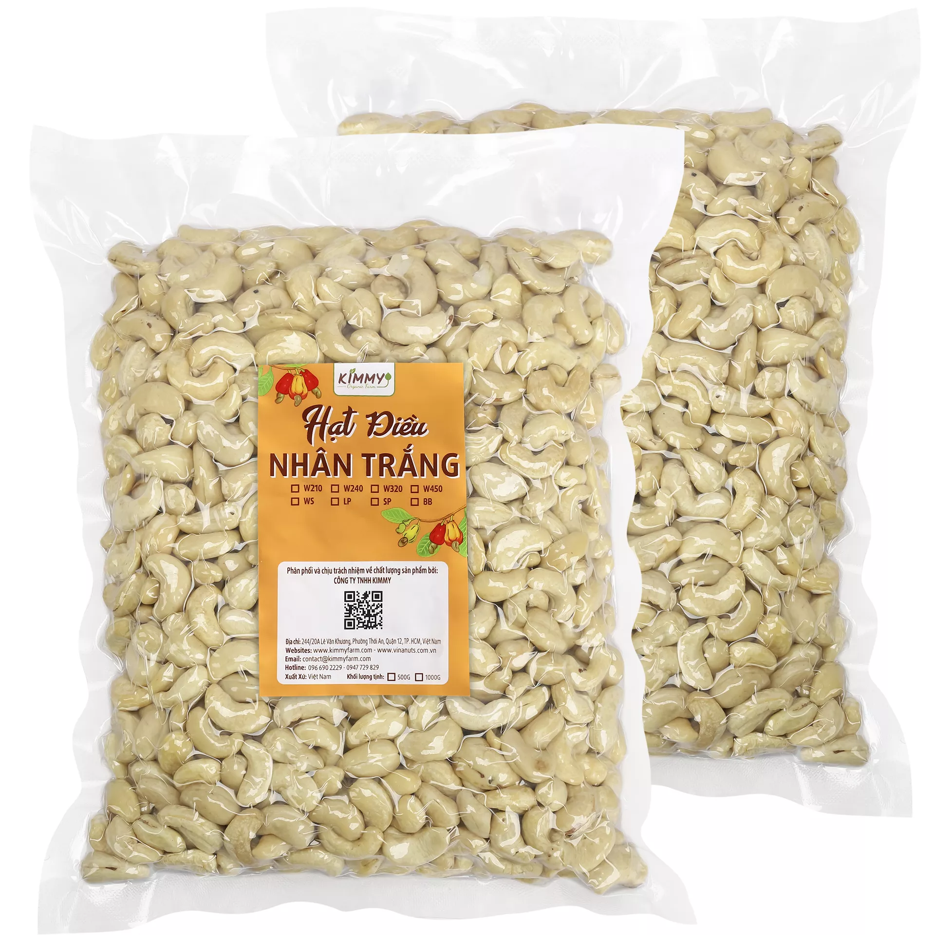 W320 Cashew With 1st Quality - 1KG Packed in Vacuum Bags - Kimmy Farm Vietnam - 1