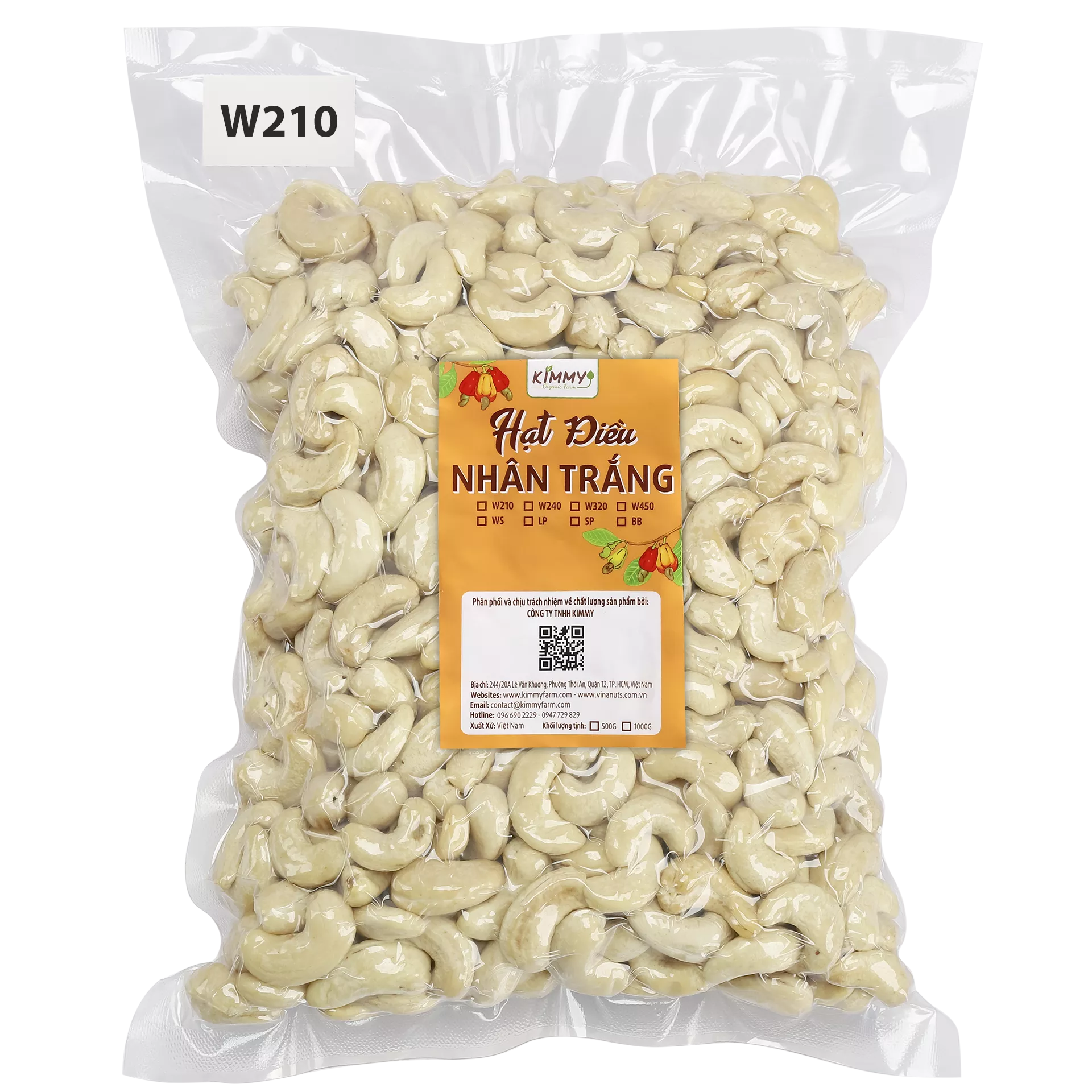 W210 Cashew Nuts Packed High Quality in Vietnam - Kimmy Farm Vietnam